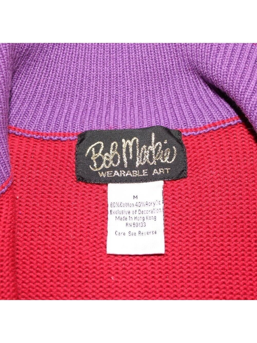 Bob Mackie Wearable Art Womens Pink Sweater Zip Fringe Embroidered Size Medium - Picture 6 of 11